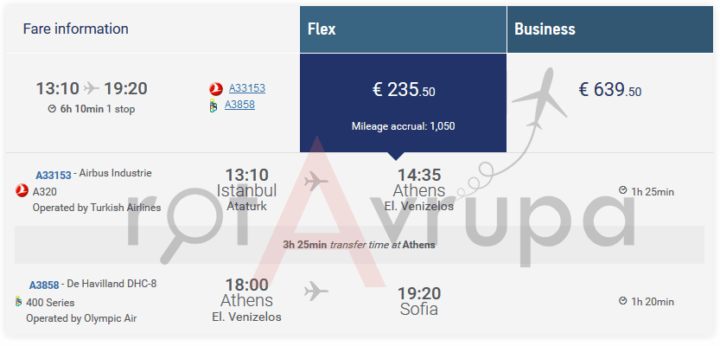 Aegean Air'in sitesindeki bilet